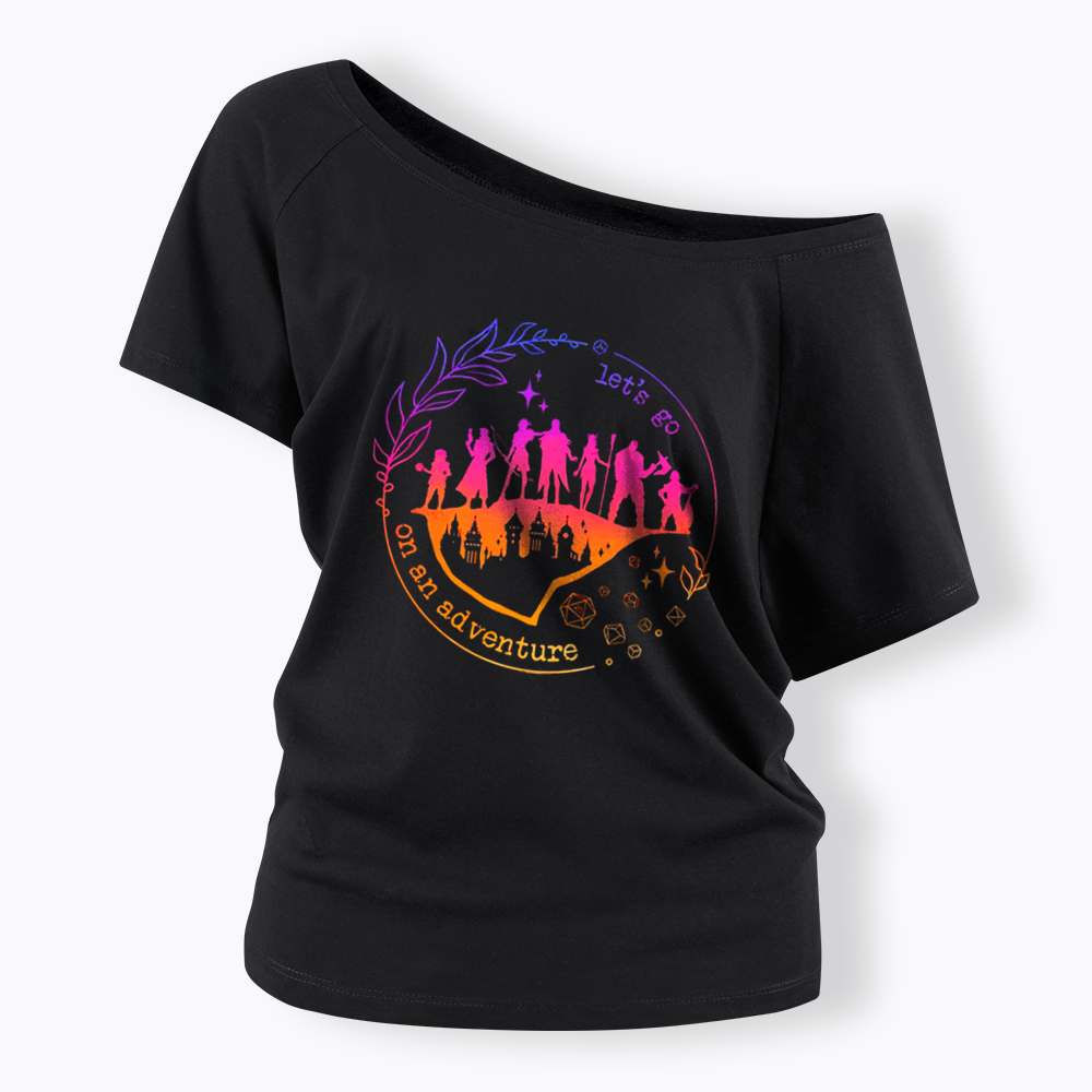 Let's go on an adventure Off Shoulder T-shirt