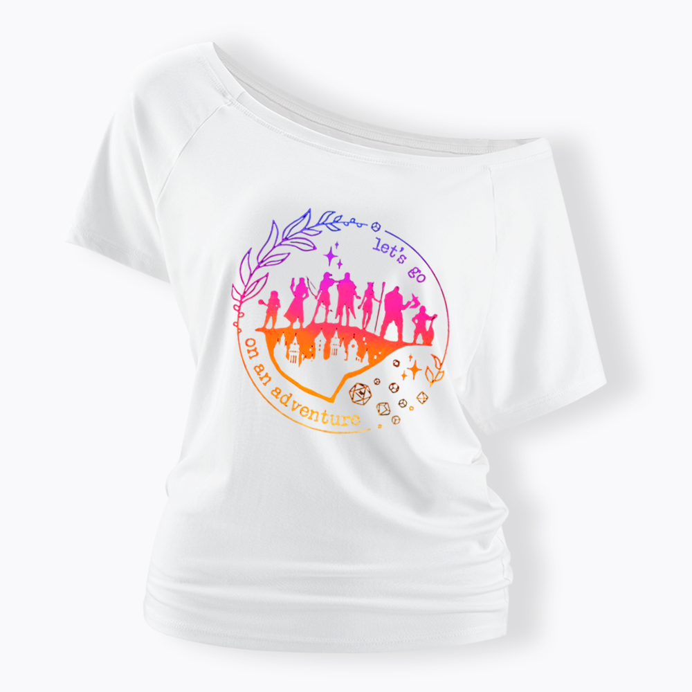Let's go on an adventure Off Shoulder T-shirt