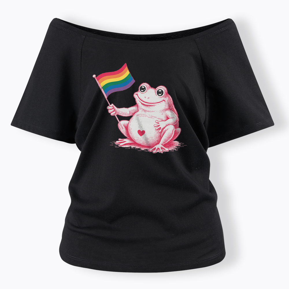 Rainbow Graphic Off Shoulder T-shirt