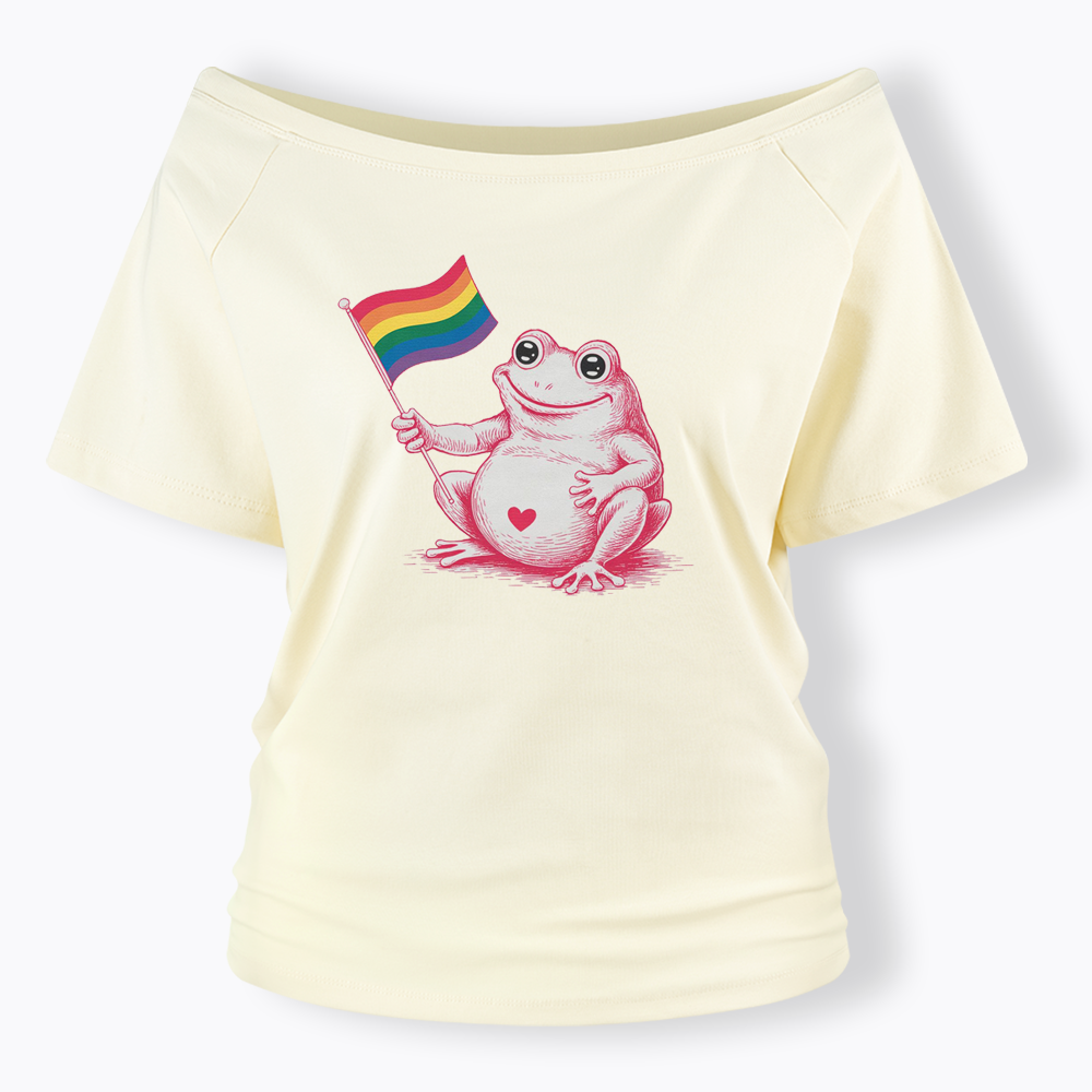 Rainbow Graphic Off Shoulder T-shirt