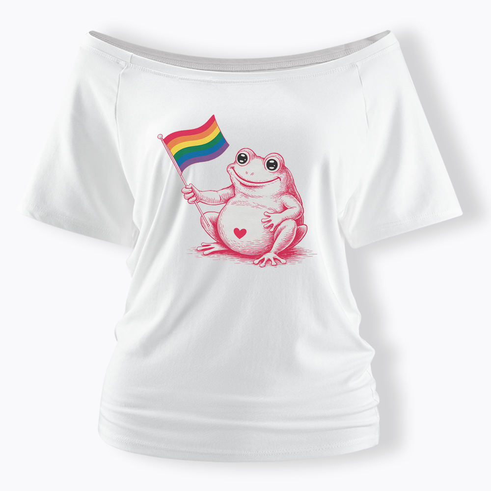 Rainbow Graphic Off Shoulder T-shirt
