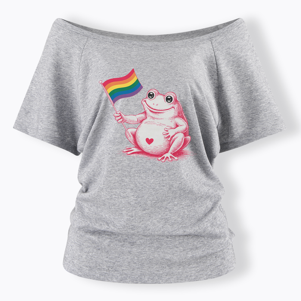 Rainbow Graphic Off Shoulder T-shirt