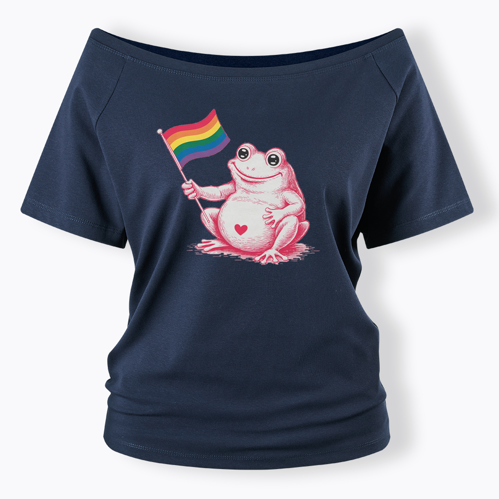 Rainbow Graphic Off Shoulder T-shirt