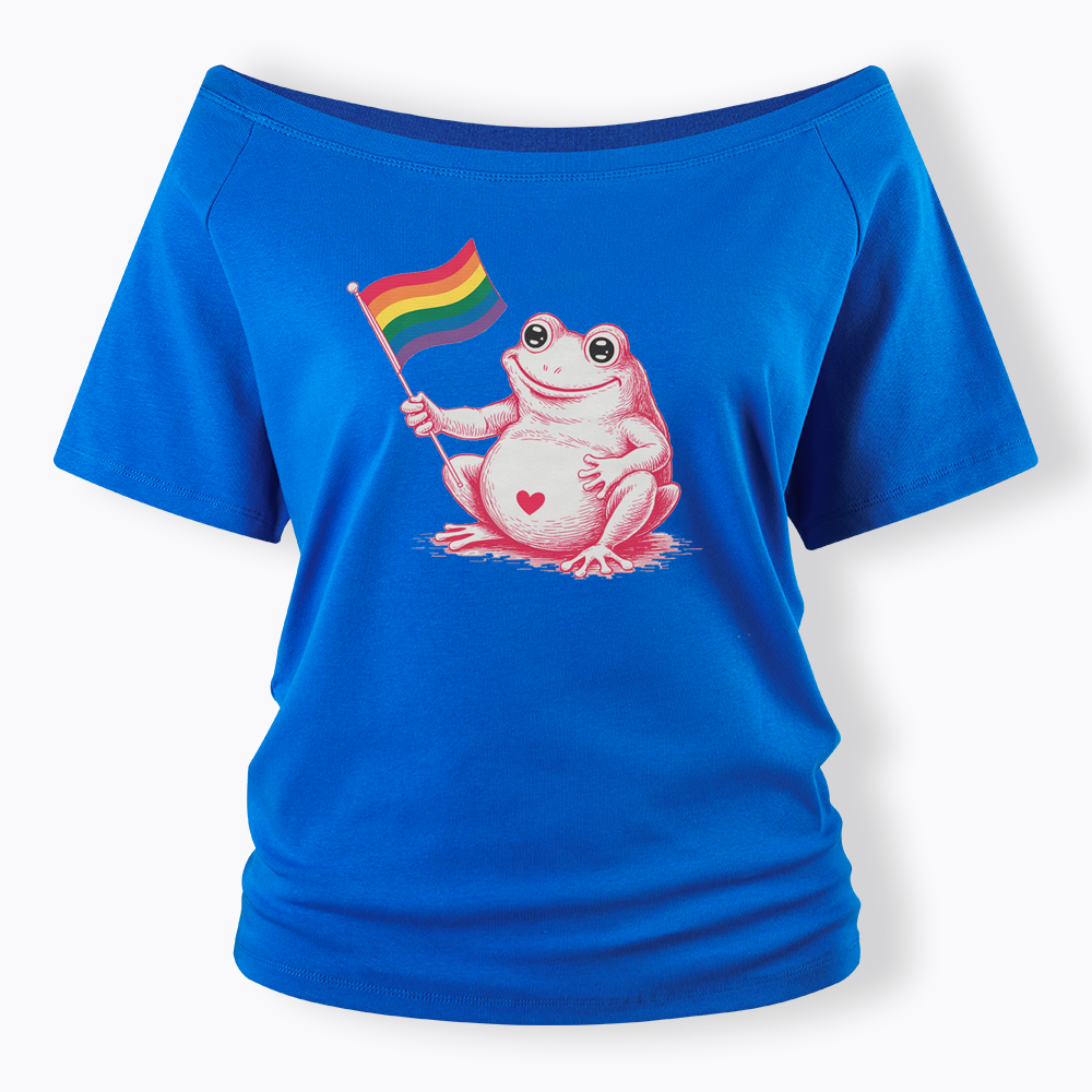 Rainbow Graphic Off Shoulder T-shirt