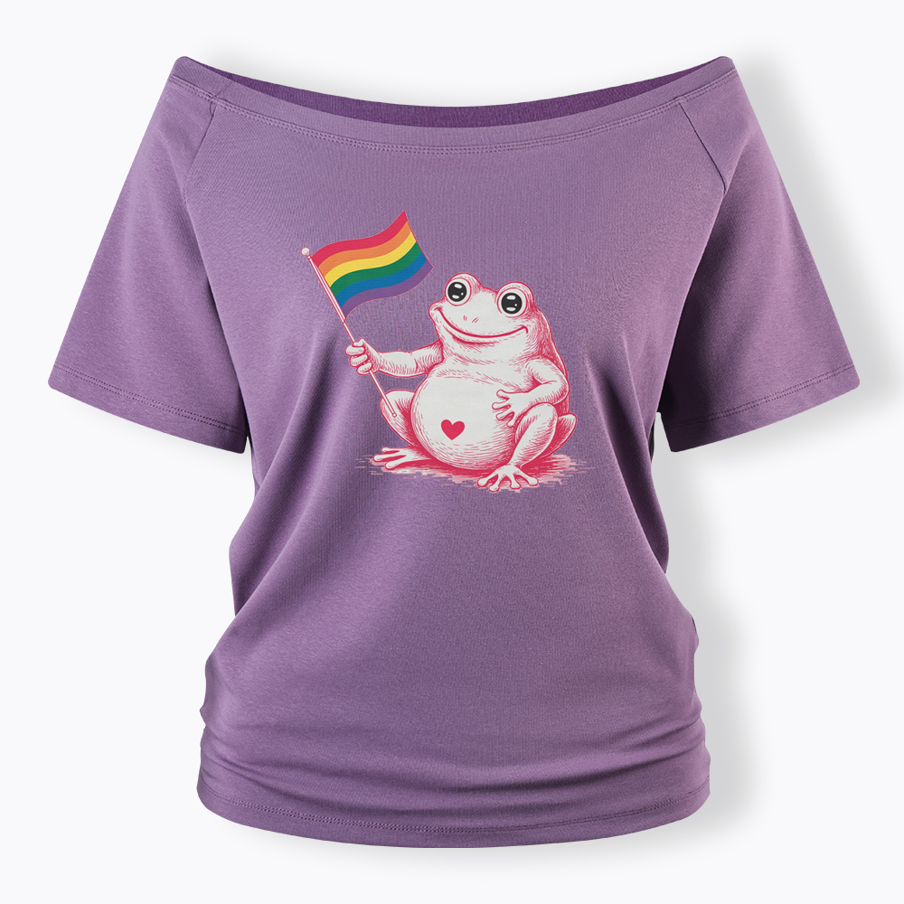 Rainbow Graphic Off Shoulder T-shirt