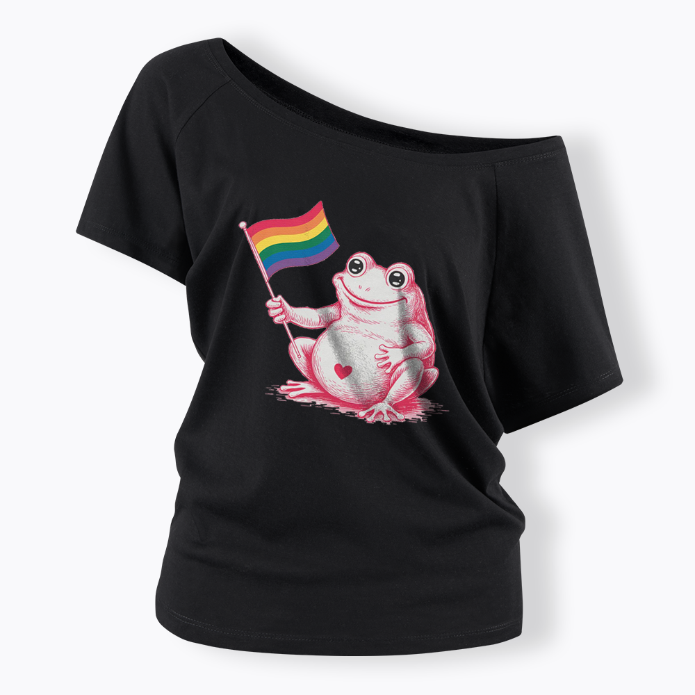 Rainbow Graphic Off Shoulder T-shirt