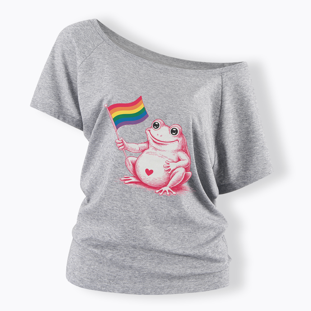 Rainbow Graphic Off Shoulder T-shirt