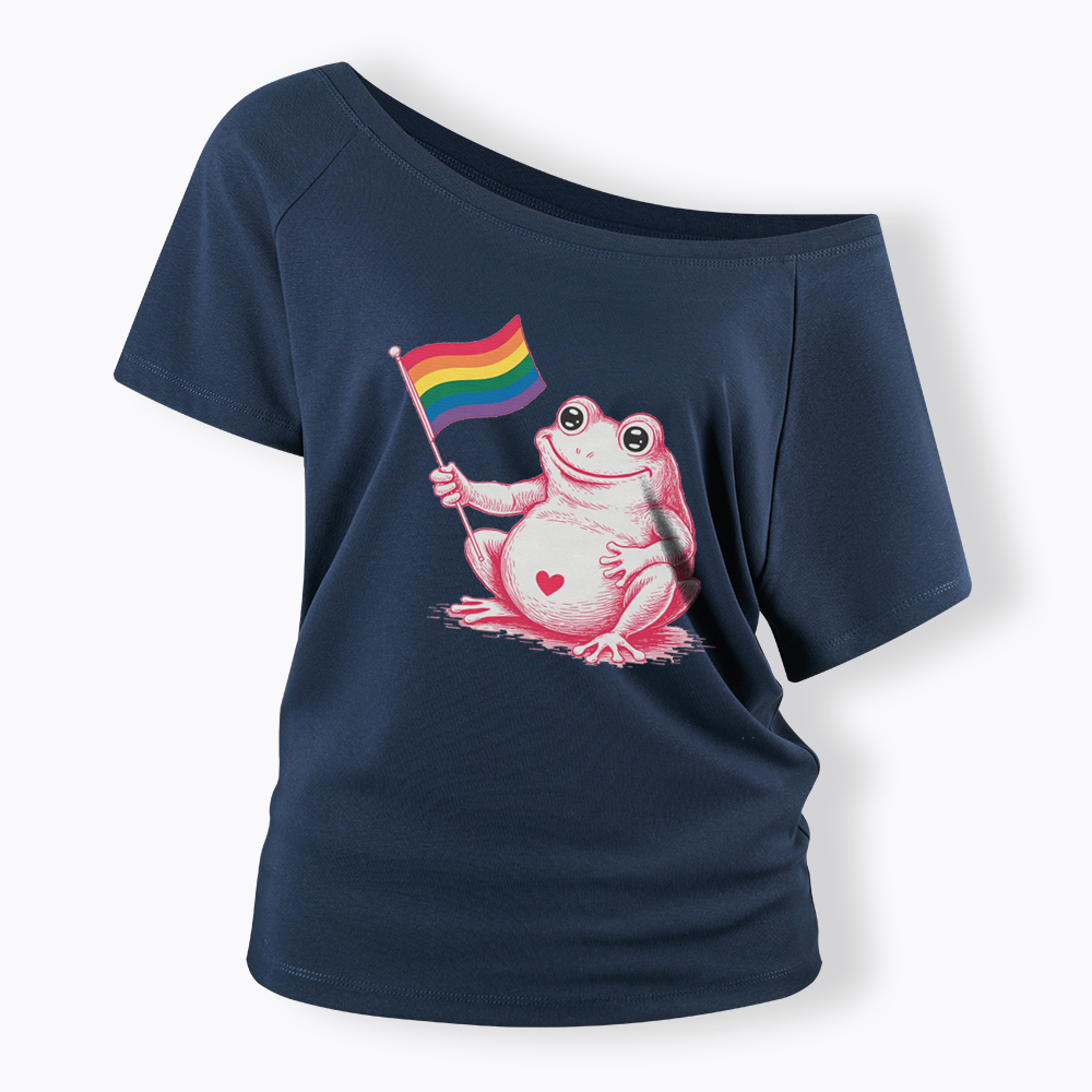 Rainbow Graphic Off Shoulder T-shirt