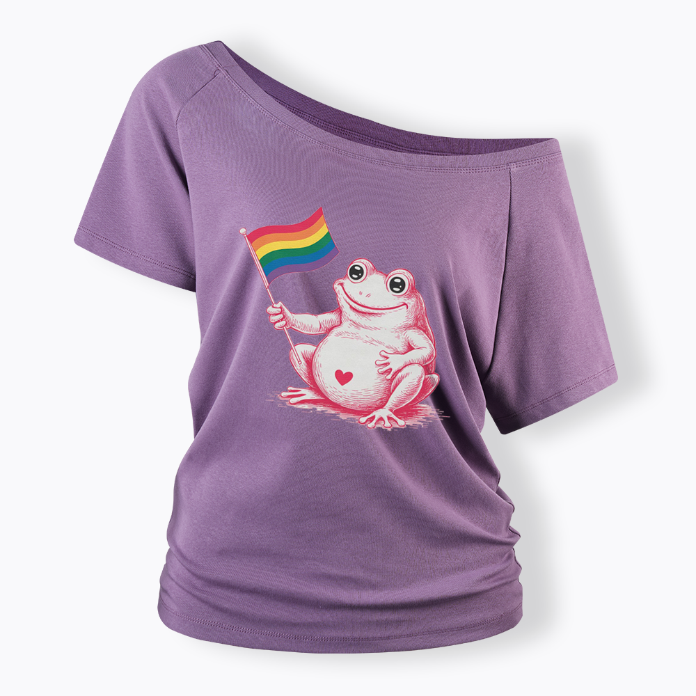 Rainbow Graphic Off Shoulder T-shirt