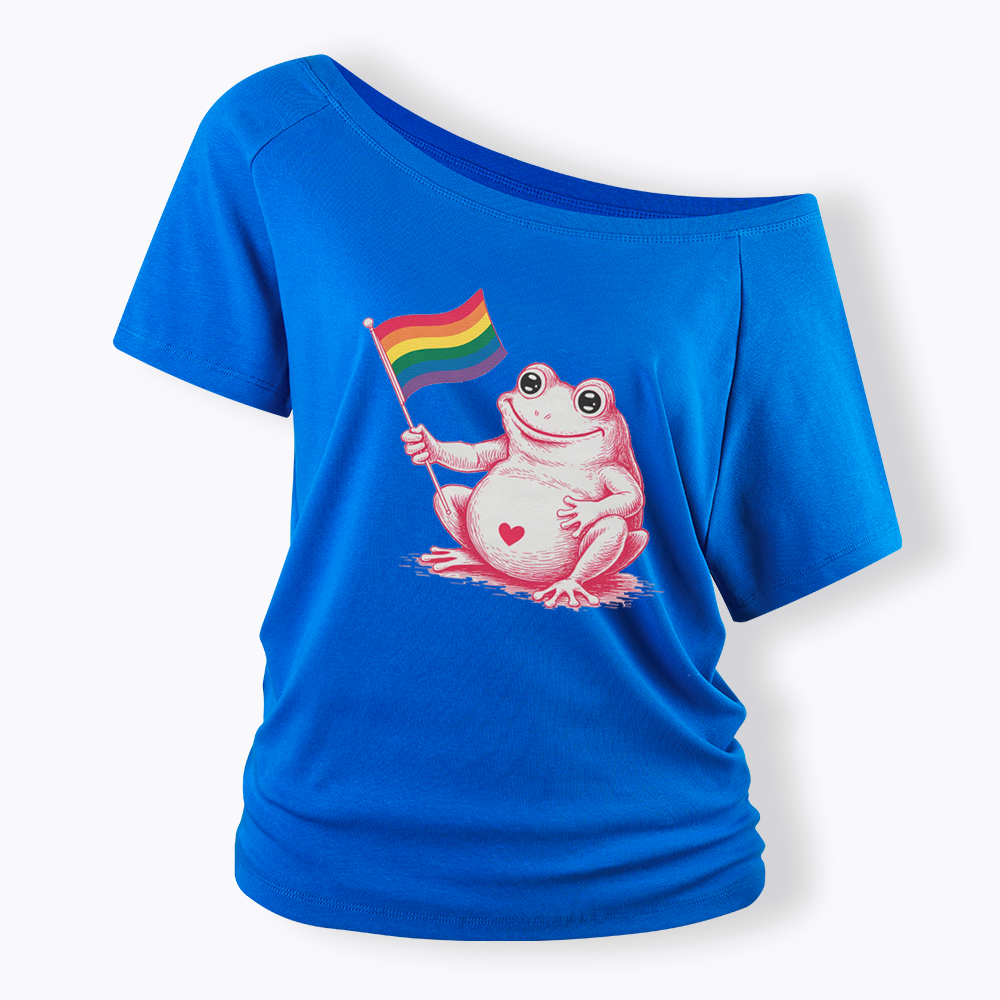 Rainbow Graphic Off Shoulder T-shirt