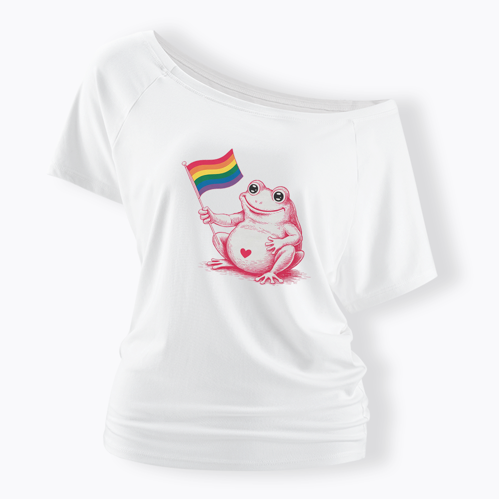 Rainbow Graphic Off Shoulder T-shirt