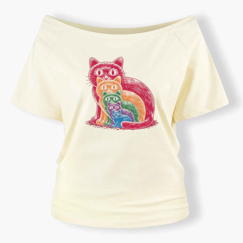 Pride Cat Off Shoulder T-shirt