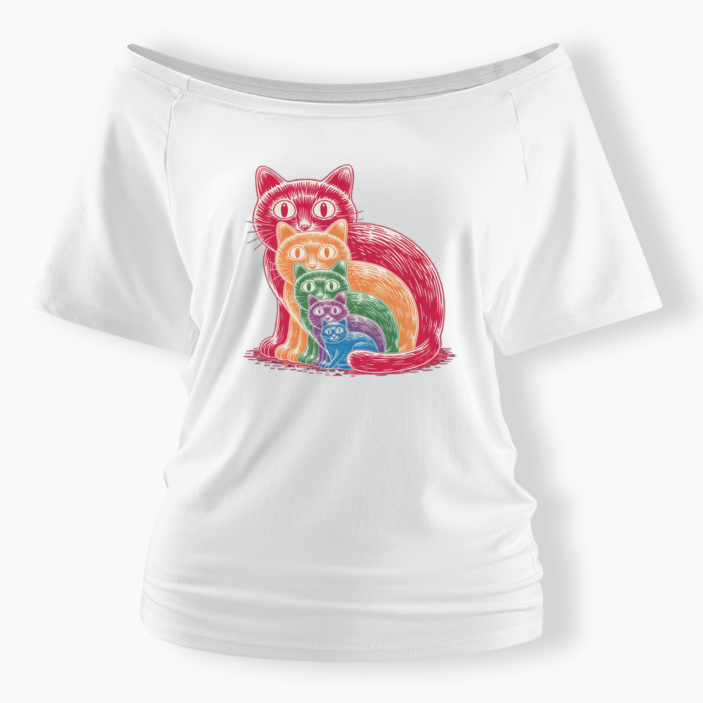 Pride Cat Off Shoulder T-shirt