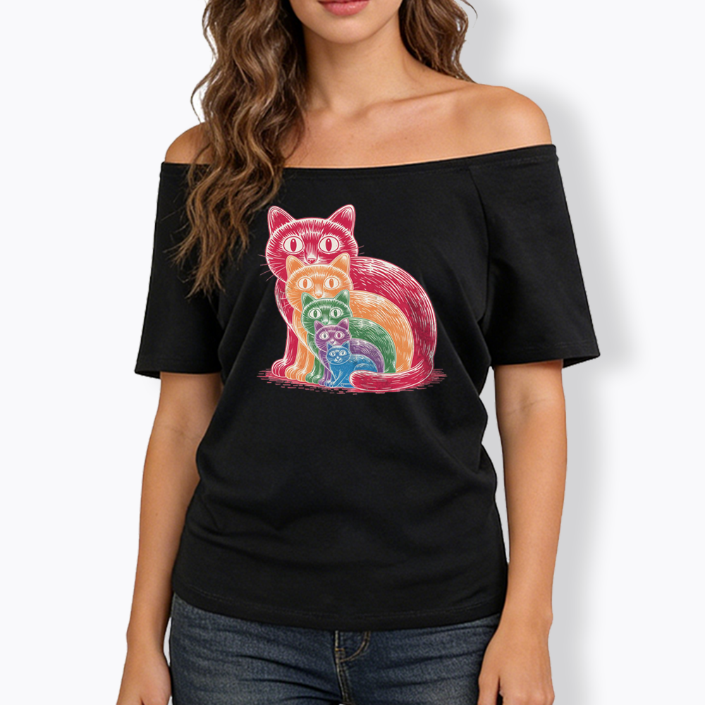 Pride Cat Off Shoulder T-shirt
