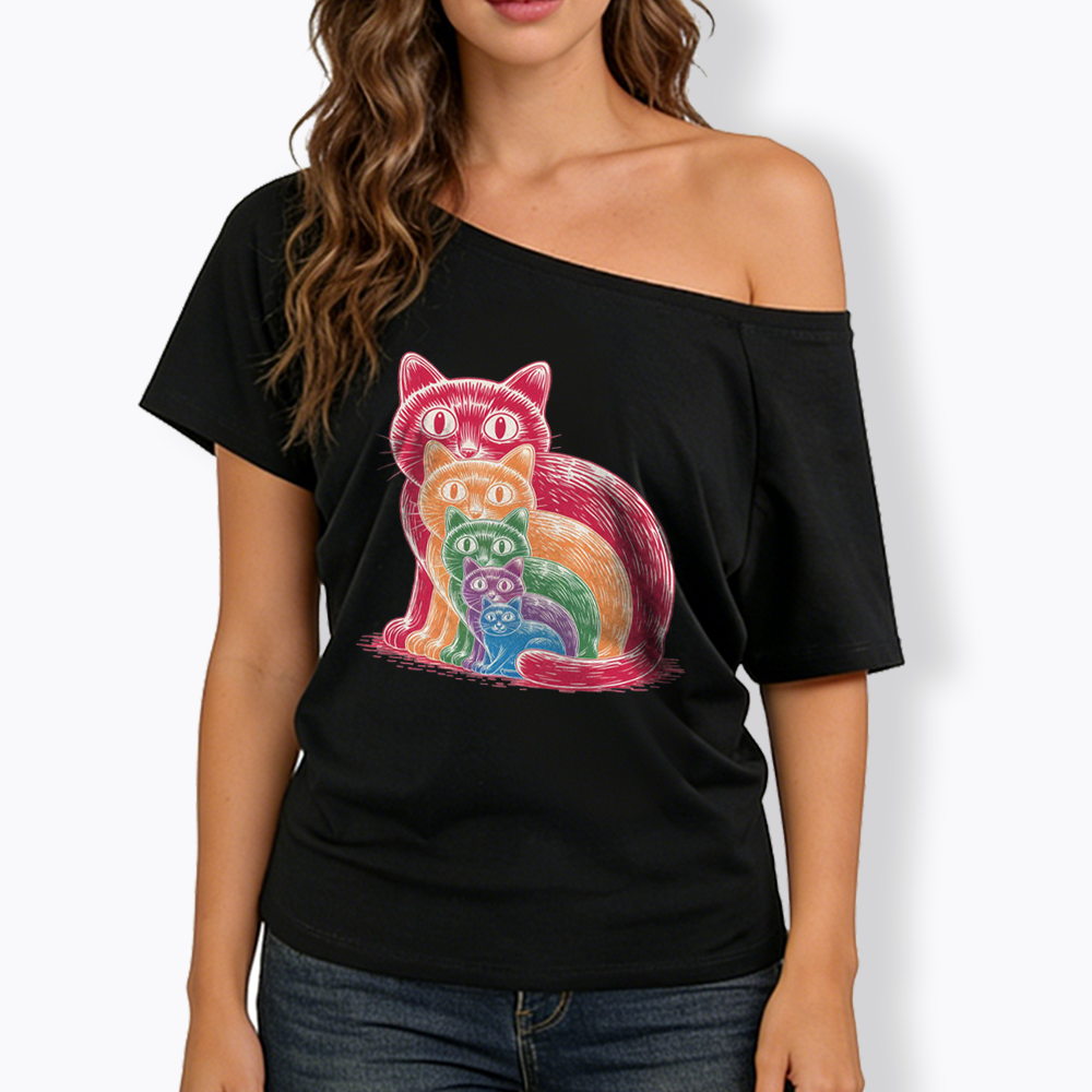 Pride Cat Off Shoulder T-shirt