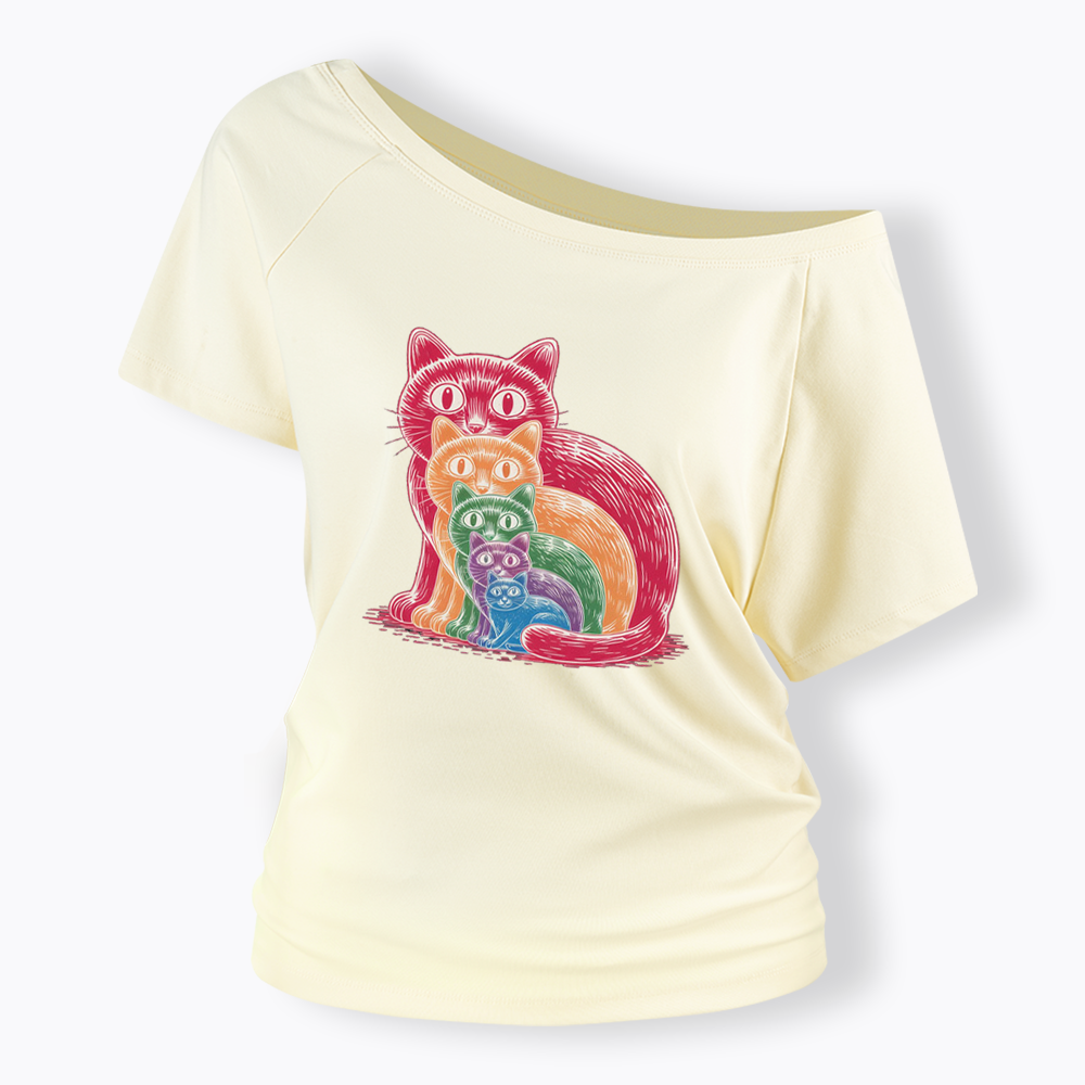 Pride Cat Off Shoulder T-shirt