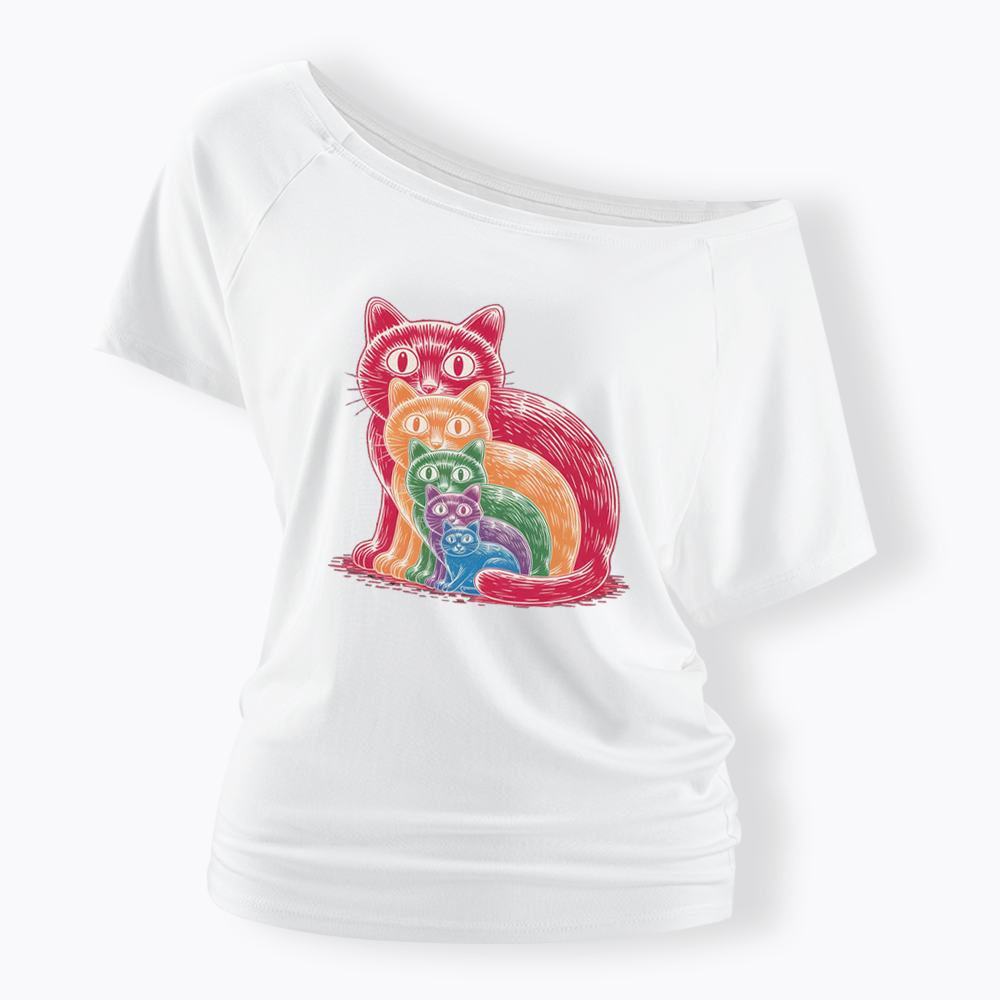 Pride Cat Off Shoulder T-shirt