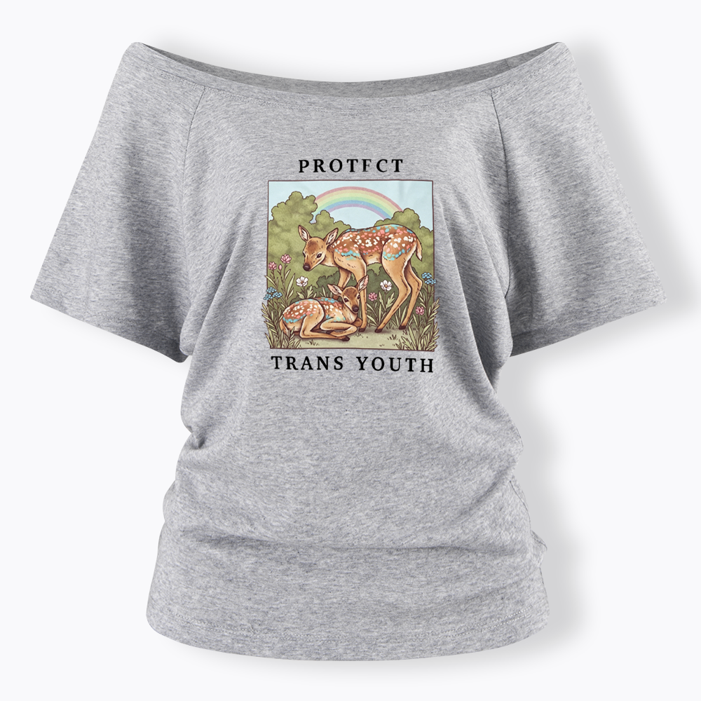 PROTECT TRANS YOUTH Queer LGBTQ Off Shoulder T-shirt