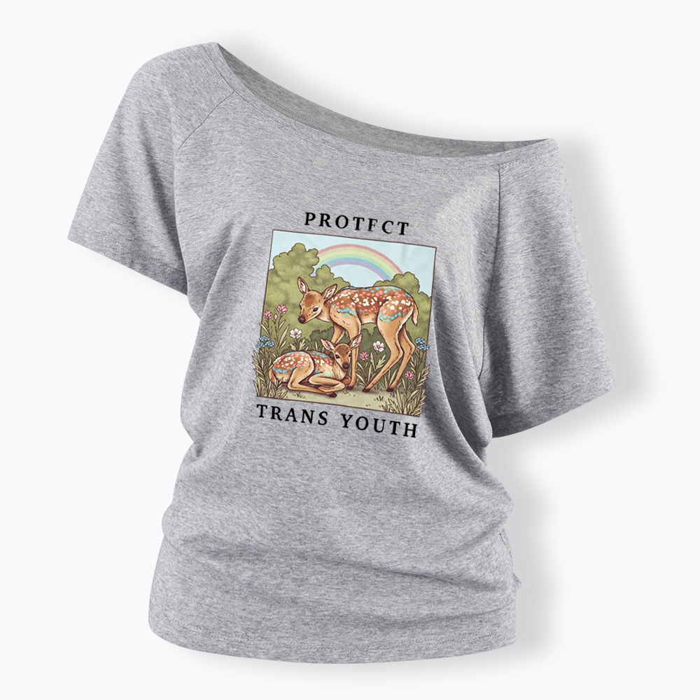 PROTECT TRANS YOUTH Queer LGBTQ Off Shoulder T-shirt