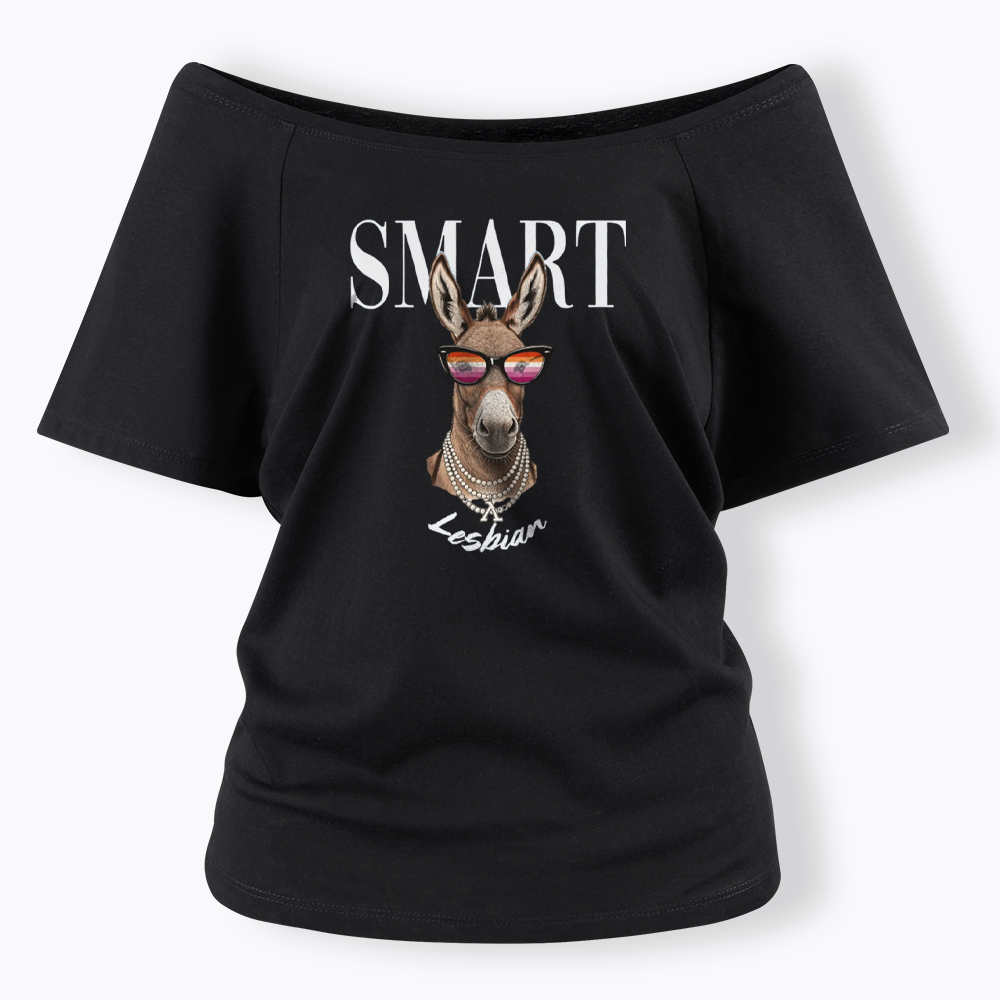 Smart Ass Lesbian Donkey Off Shoulder T-shirt