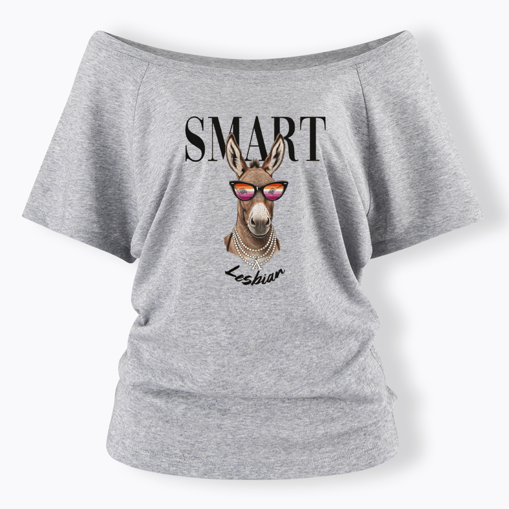 Smart Ass Lesbian Donkey Off Shoulder T-shirt