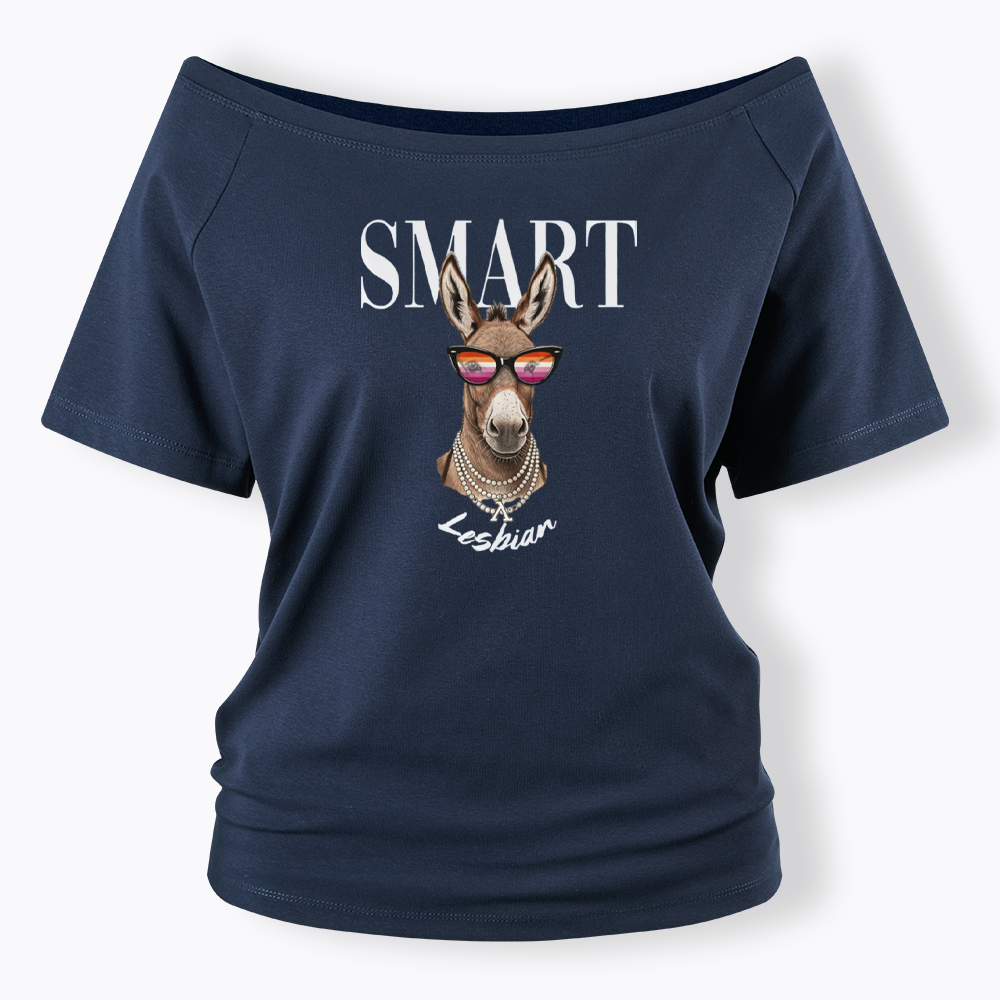 Smart Ass Lesbian Donkey Off Shoulder T-shirt