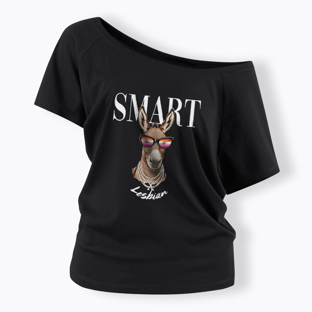 Smart Ass Lesbian Donkey Off Shoulder T-shirt