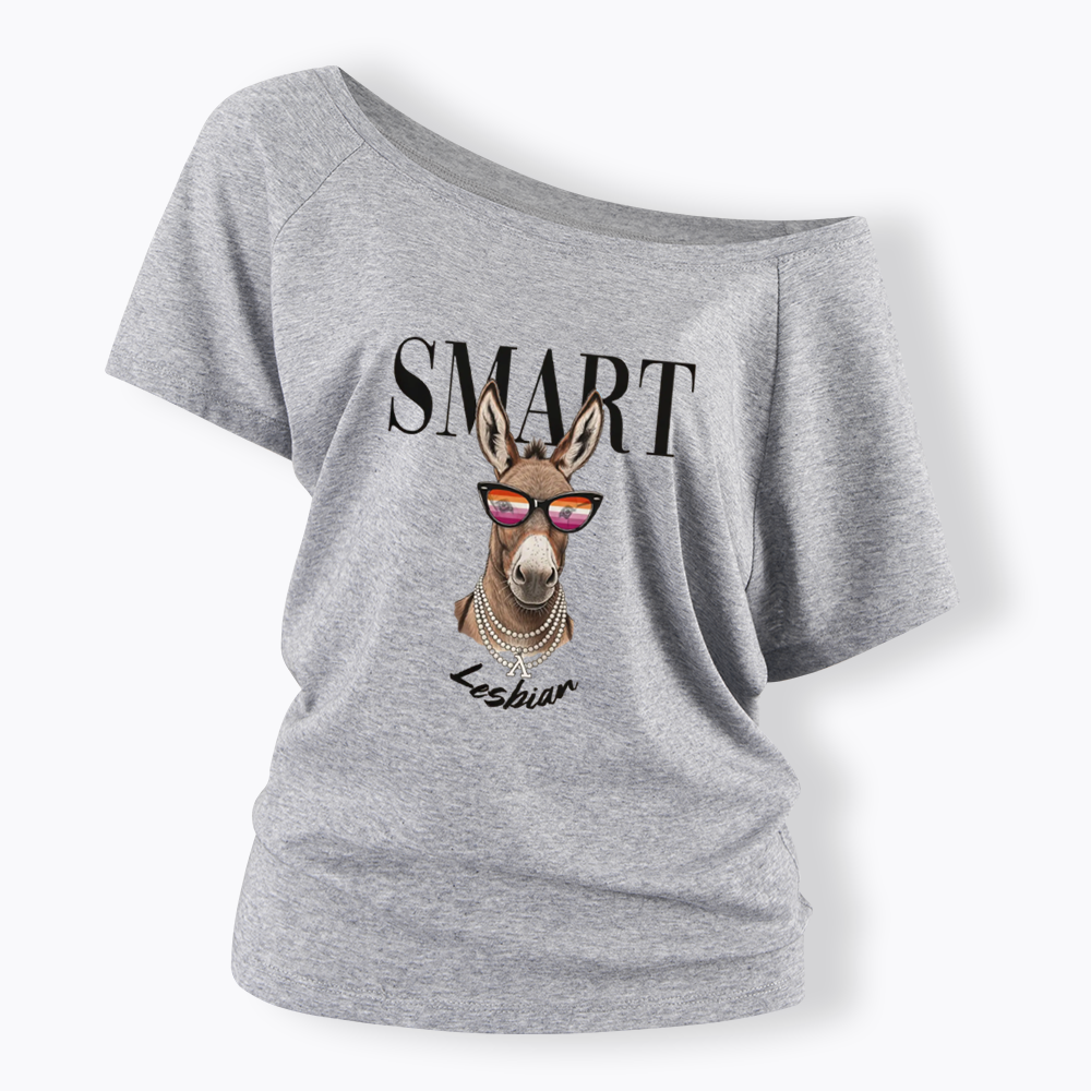 Smart Ass Lesbian Donkey Off Shoulder T-shirt