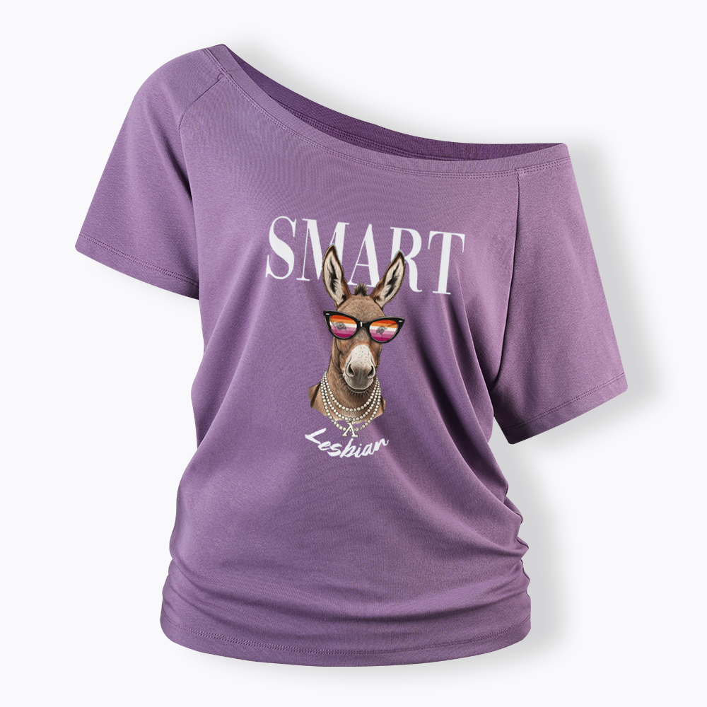 Smart Ass Lesbian Donkey Off Shoulder T-shirt