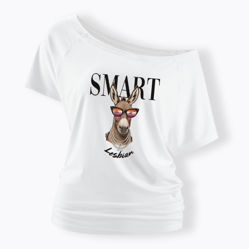 Smart Ass Lesbian Donkey Off Shoulder T-shirt