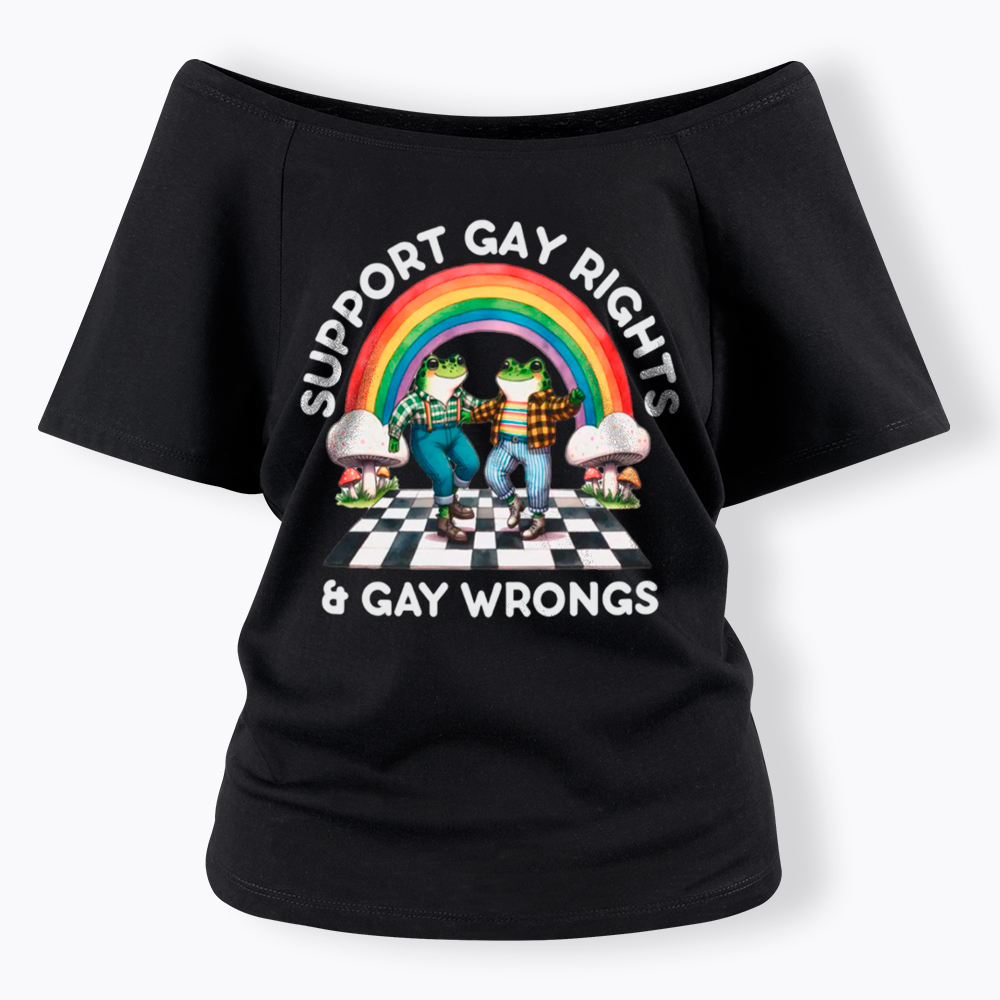 Gay Rights & Wrongs Pride Off Shoulder T-Shirt