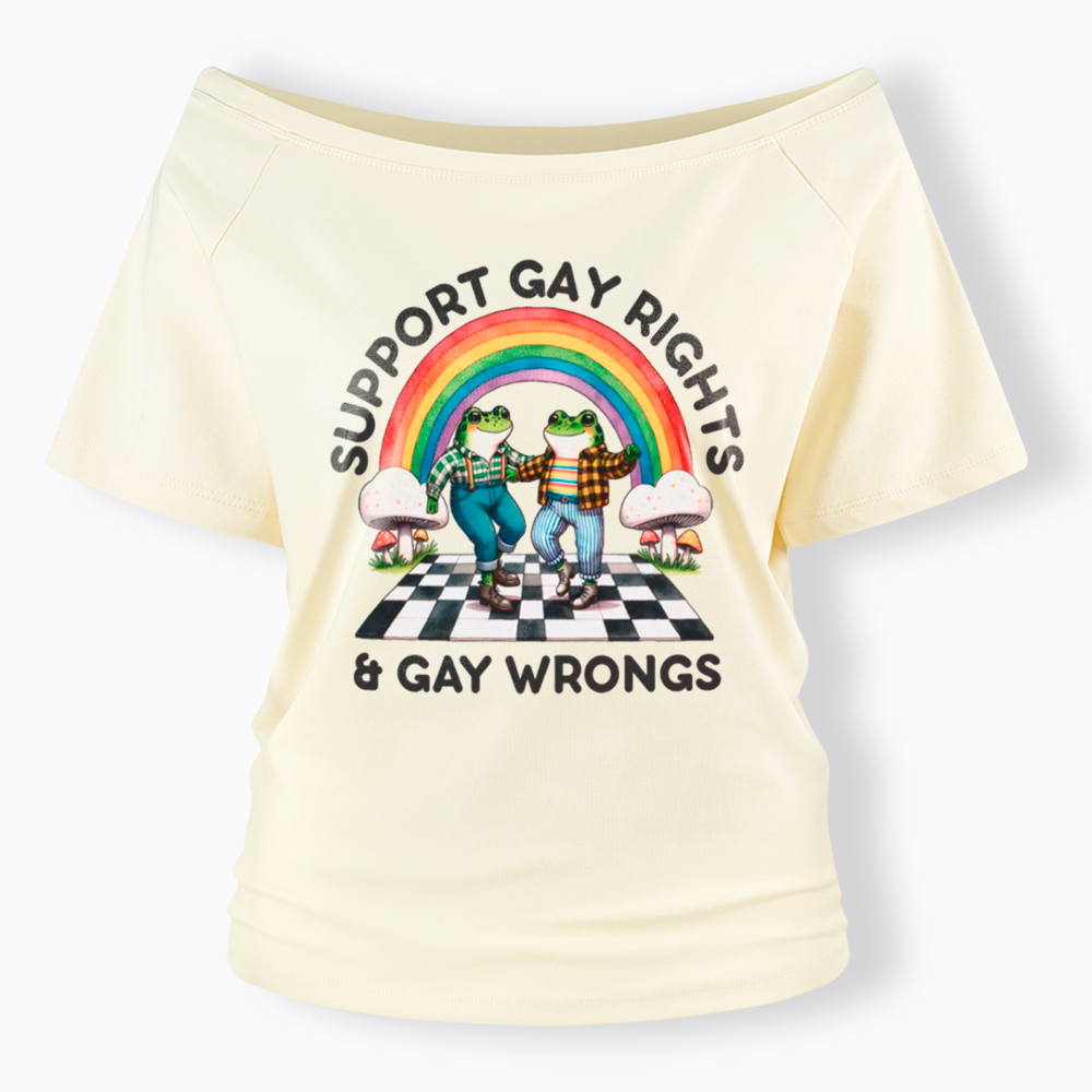 Gay Rights & Wrongs Pride Off Shoulder T-Shirt