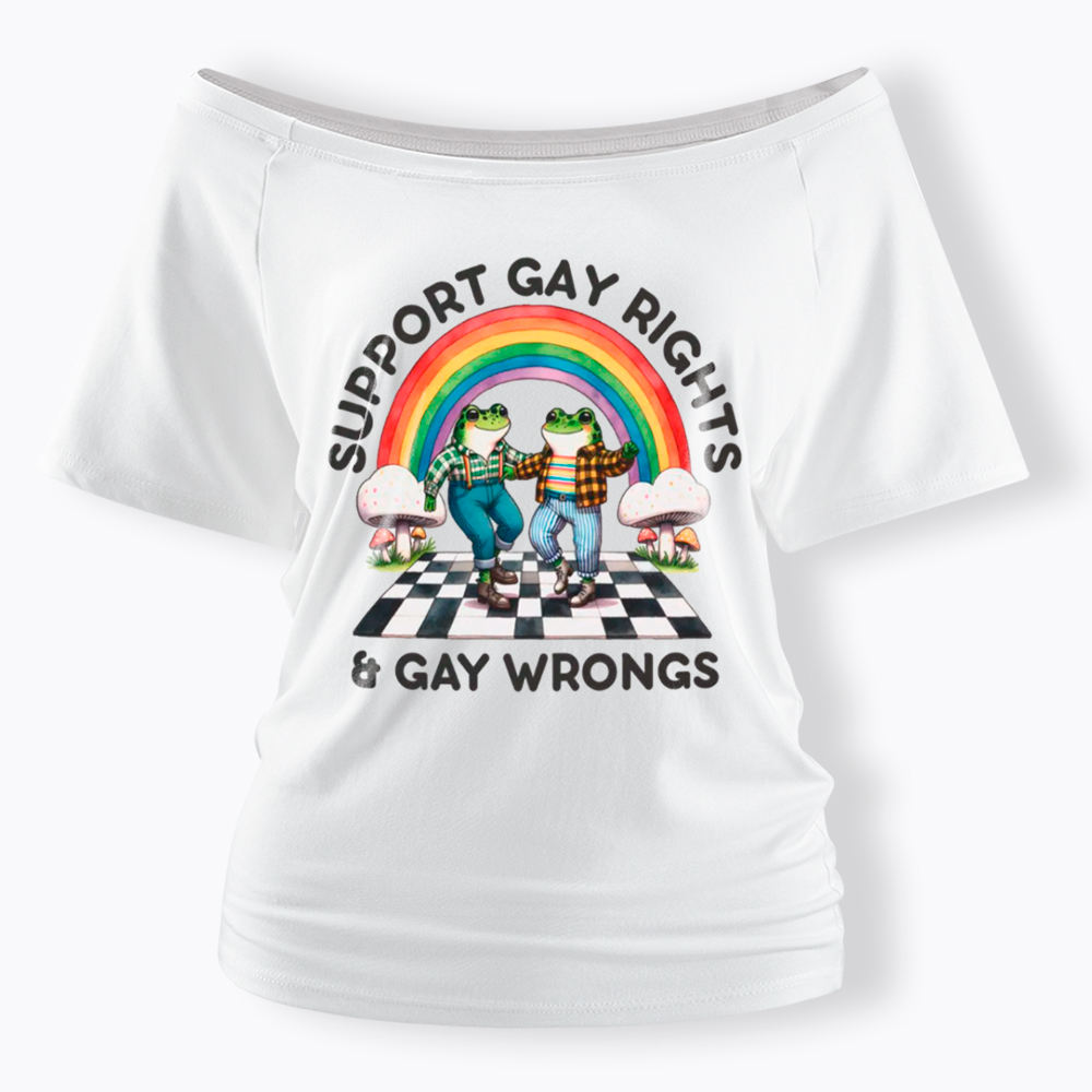 Gay Rights & Wrongs Pride Off Shoulder T-Shirt