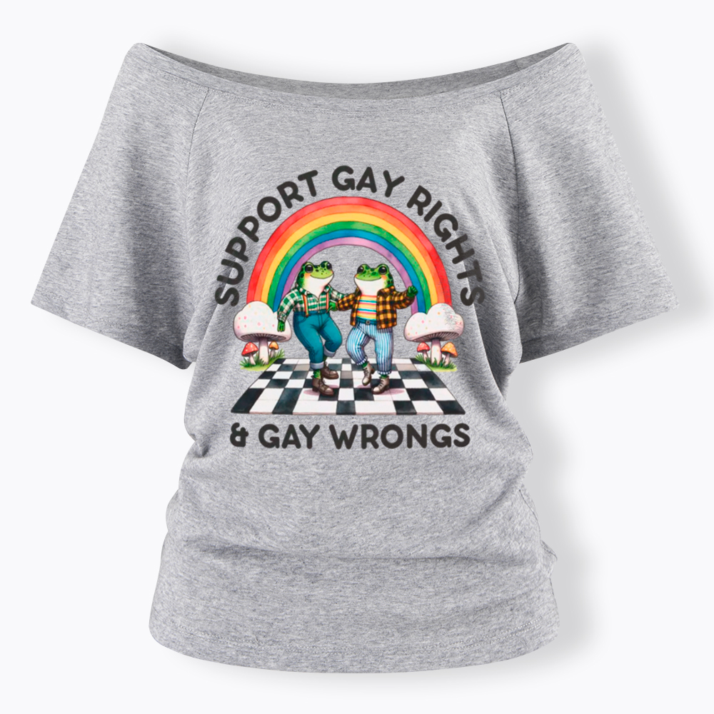 Gay Rights & Wrongs Pride Off Shoulder T-Shirt