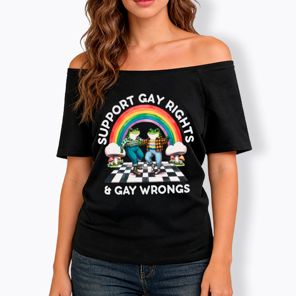 Gay Rights & Wrongs Pride Off Shoulder T-Shirt