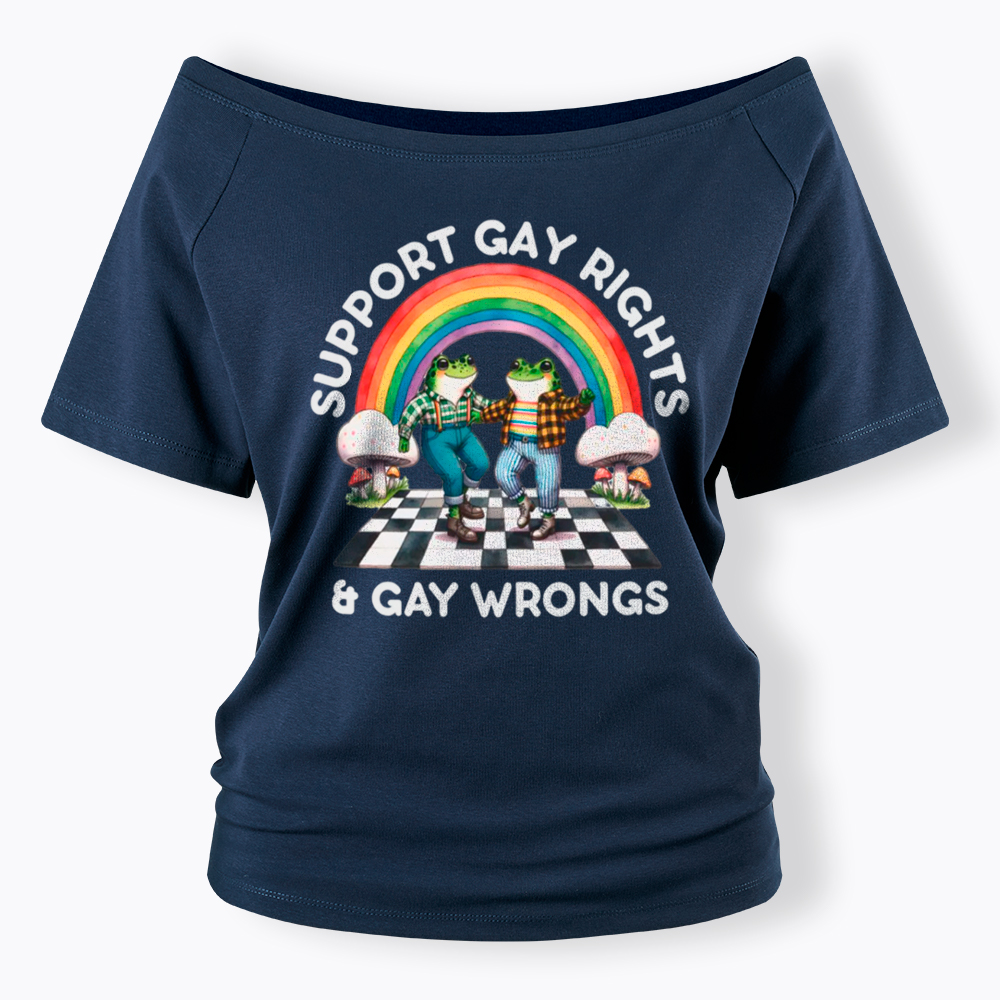 Gay Rights & Wrongs Pride Off Shoulder T-Shirt