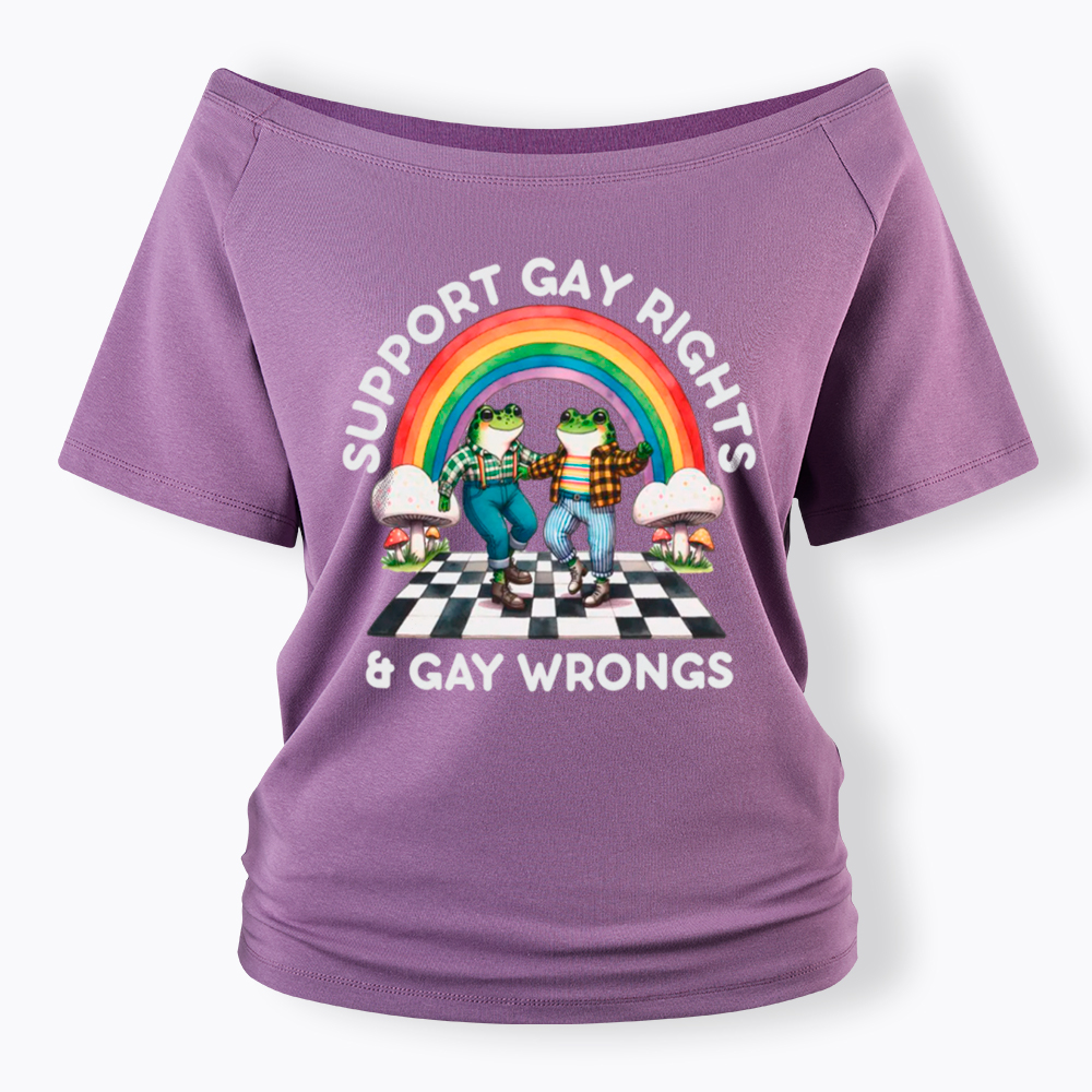 Gay Rights & Wrongs Pride Off Shoulder T-Shirt