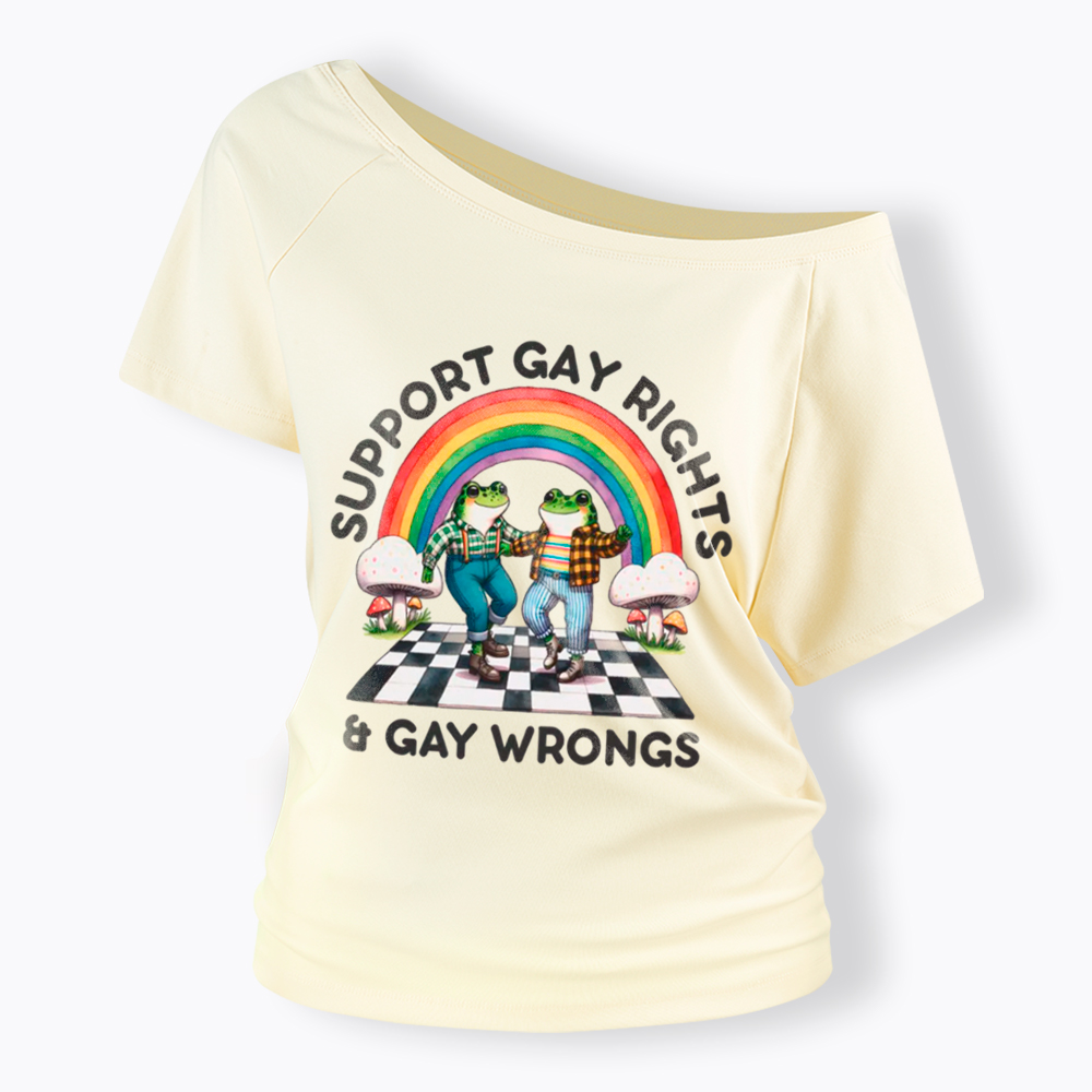 Gay Rights & Wrongs Pride Off Shoulder T-Shirt