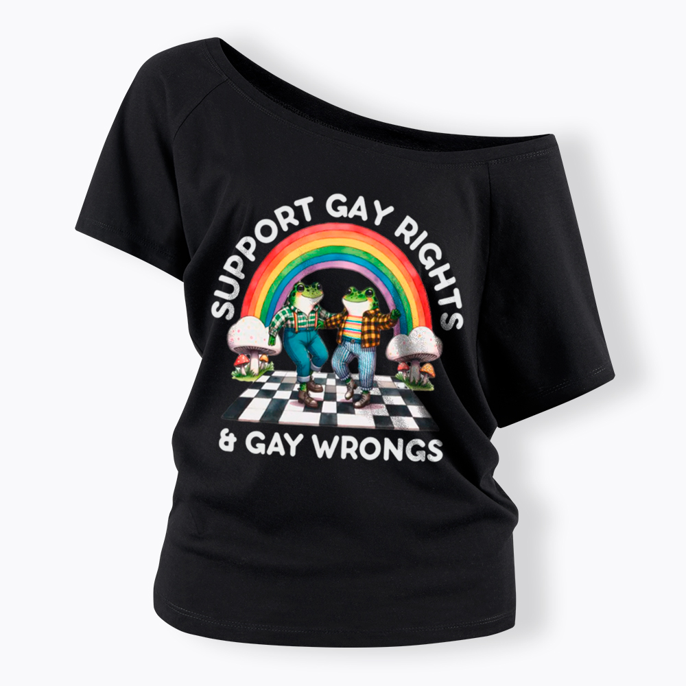 Gay Rights & Wrongs Pride Off Shoulder T-Shirt
