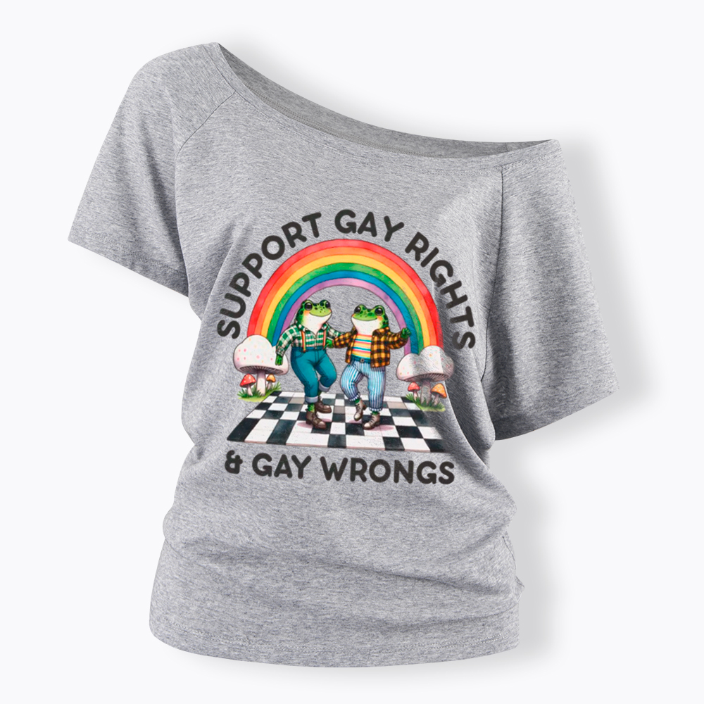 Gay Rights & Wrongs Pride Off Shoulder T-Shirt
