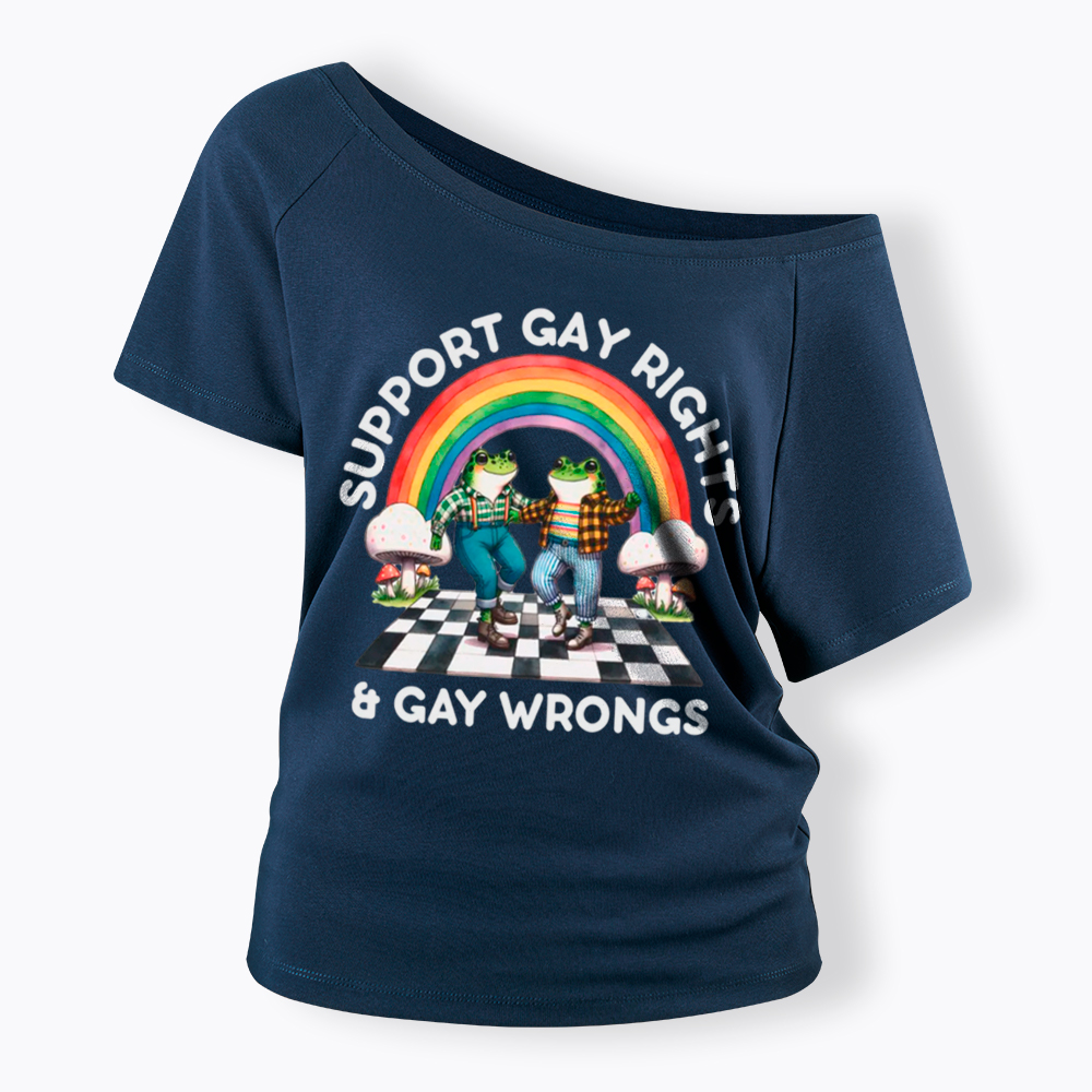 Gay Rights & Wrongs Pride Off Shoulder T-Shirt