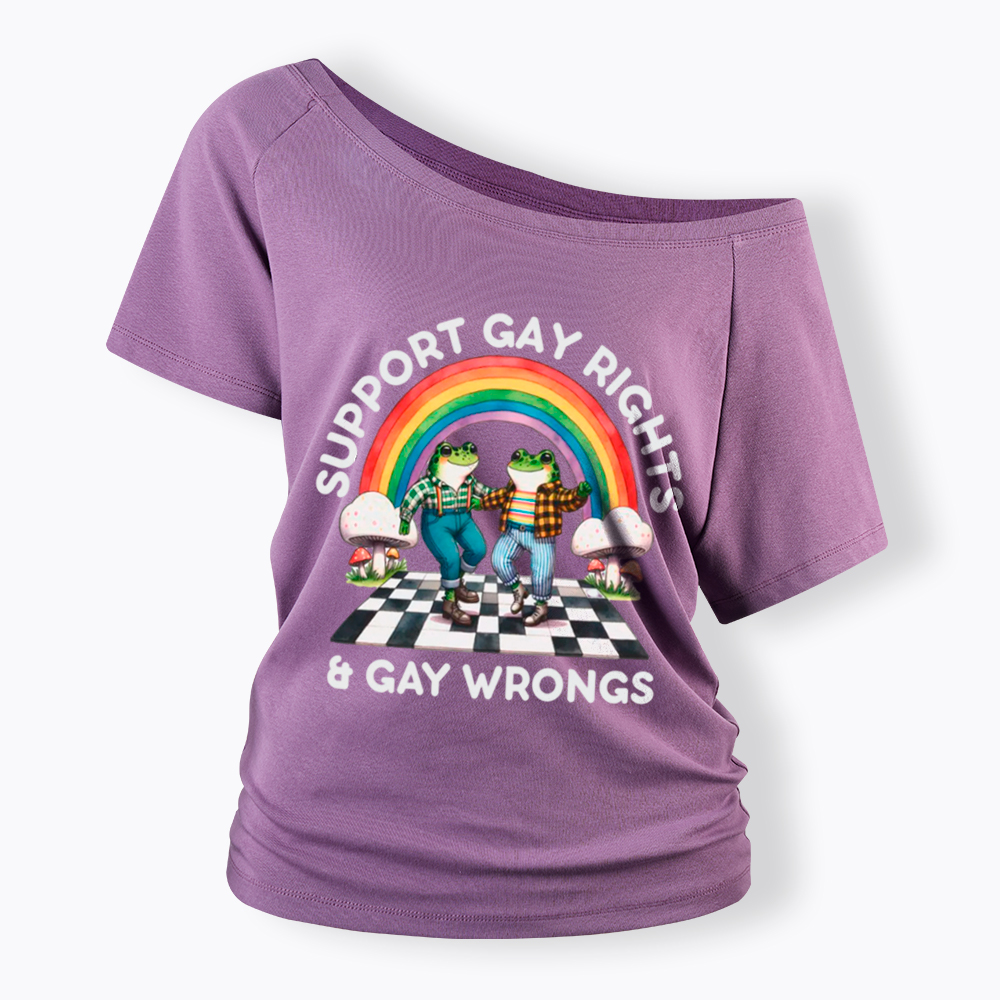 Gay Rights & Wrongs Pride Off Shoulder T-Shirt
