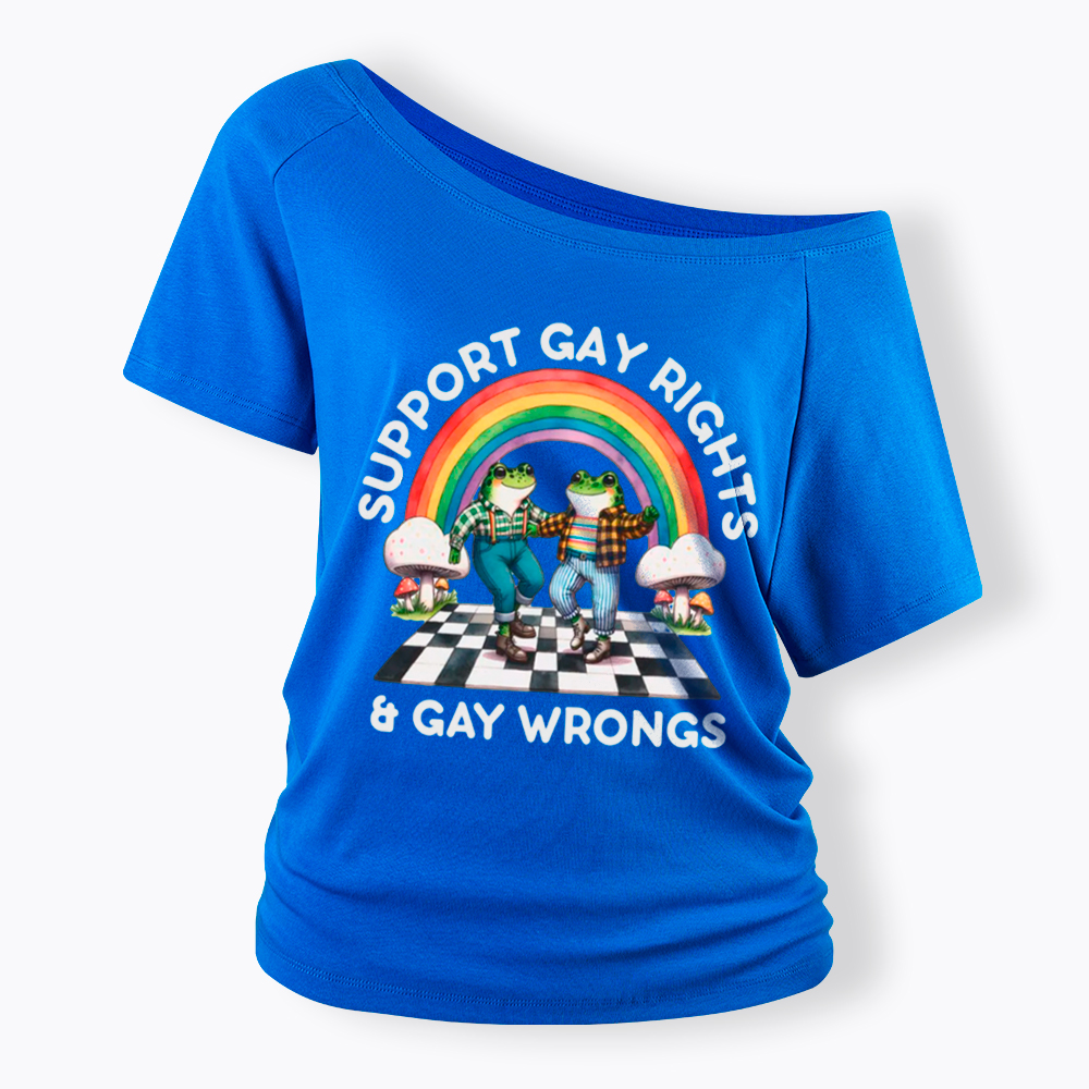 Gay Rights & Wrongs Pride Off Shoulder T-Shirt