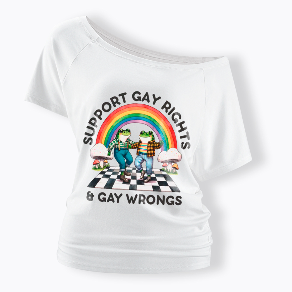 Gay Rights & Wrongs Pride Off Shoulder T-Shirt