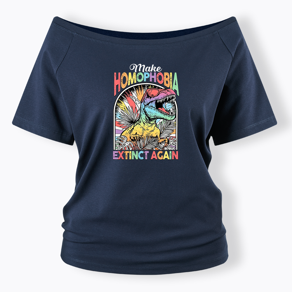 Make Homophobia Extinct Off Shoulder T-shirt