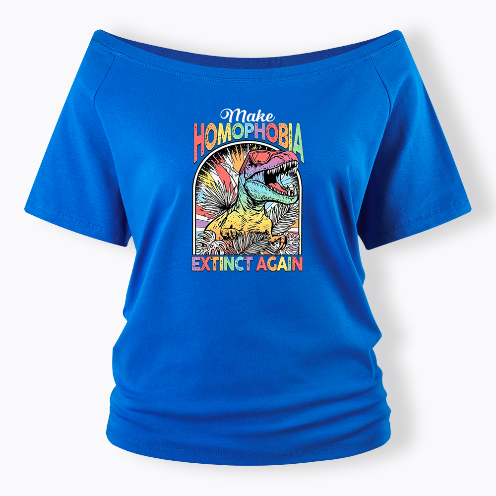Make Homophobia Extinct Off Shoulder T-shirt
