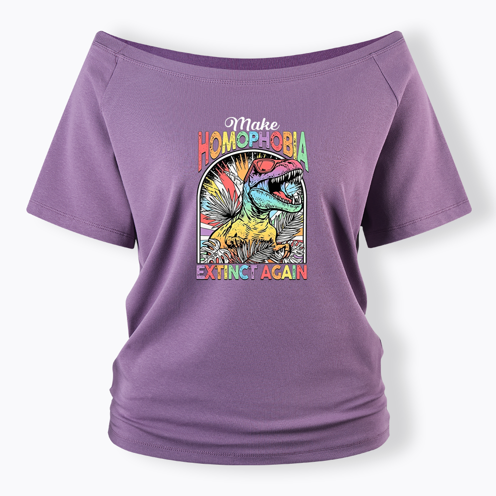 Make Homophobia Extinct Off Shoulder T-shirt