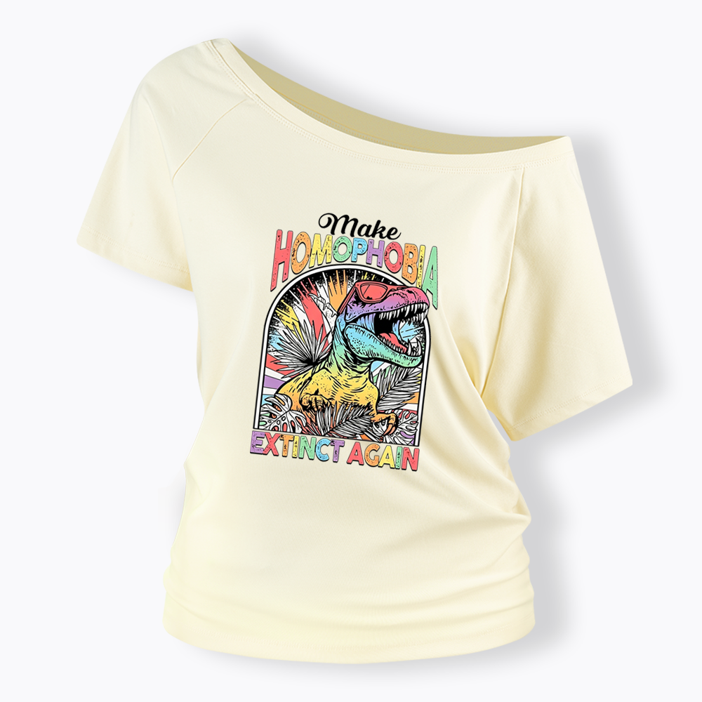 Make Homophobia Extinct Off Shoulder T-shirt