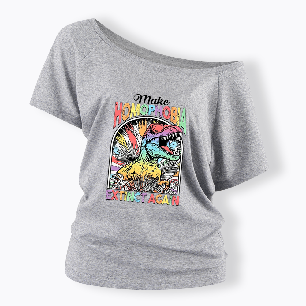 Make Homophobia Extinct Off Shoulder T-shirt