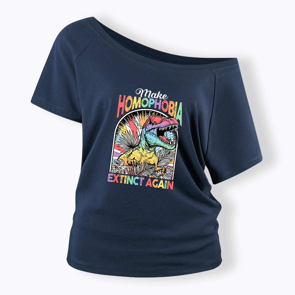 Make Homophobia Extinct Off Shoulder T-shirt